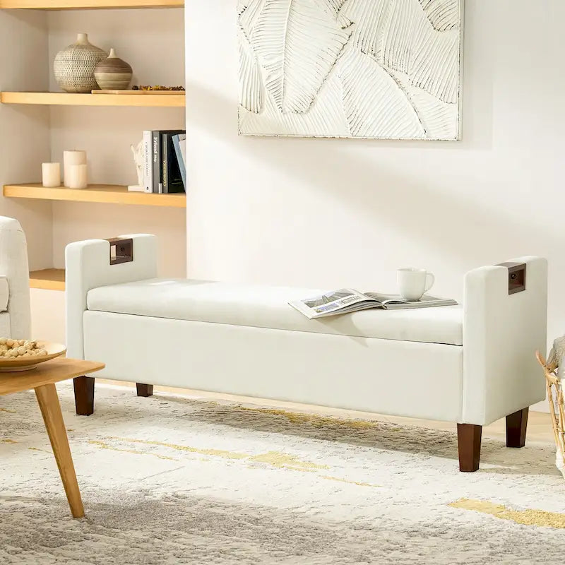 Clara Storage Bench with Solid Wood Legs by HULALA HOME