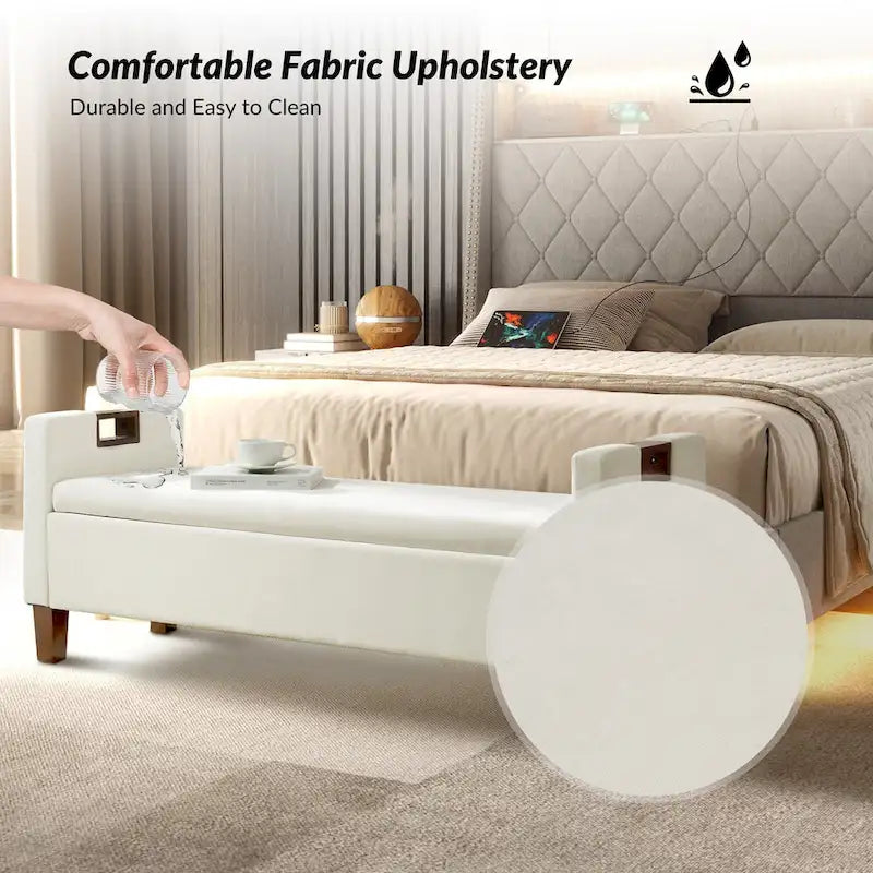 Clara Storage Bench with Solid Wood Legs by HULALA HOME