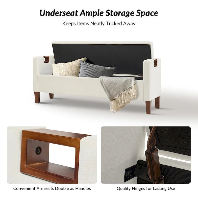 Clara Storage Bench with Solid Wood Legs by HULALA HOME