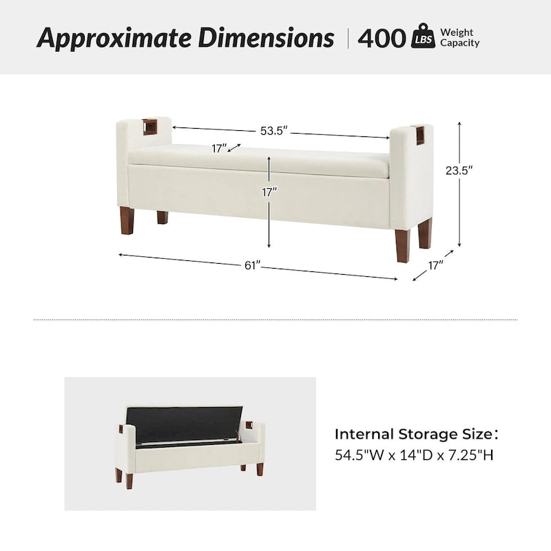 Clara Storage Bench with Solid Wood Legs by HULALA HOME