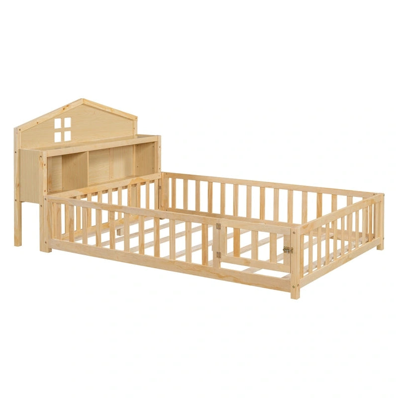 Full-size Floor Beds with Bookcases
