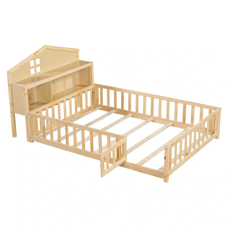 Full-size Floor Beds with Bookcases