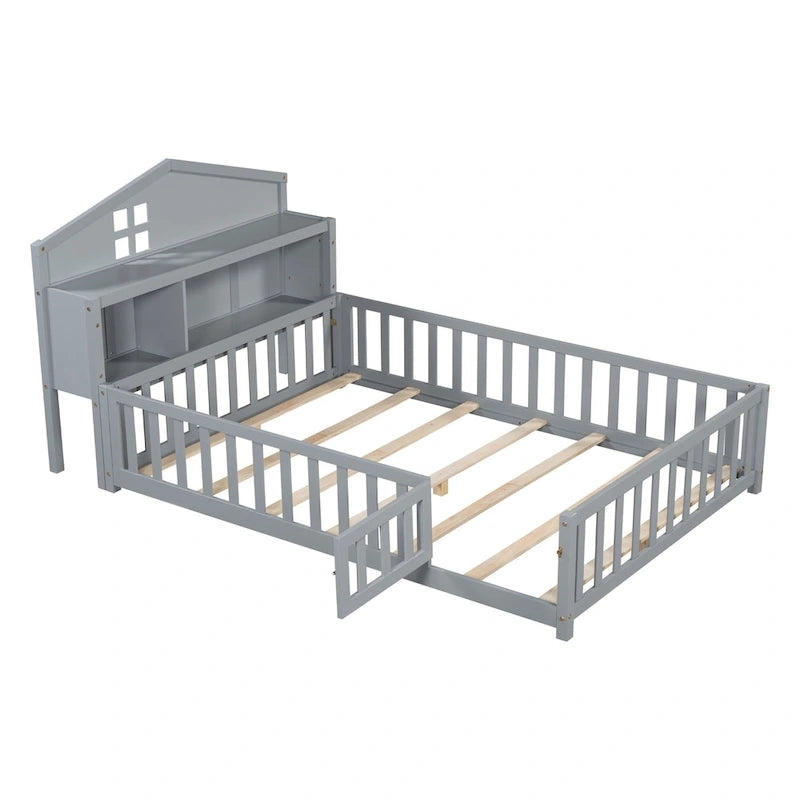 Full-size Floor Beds with Bookcases