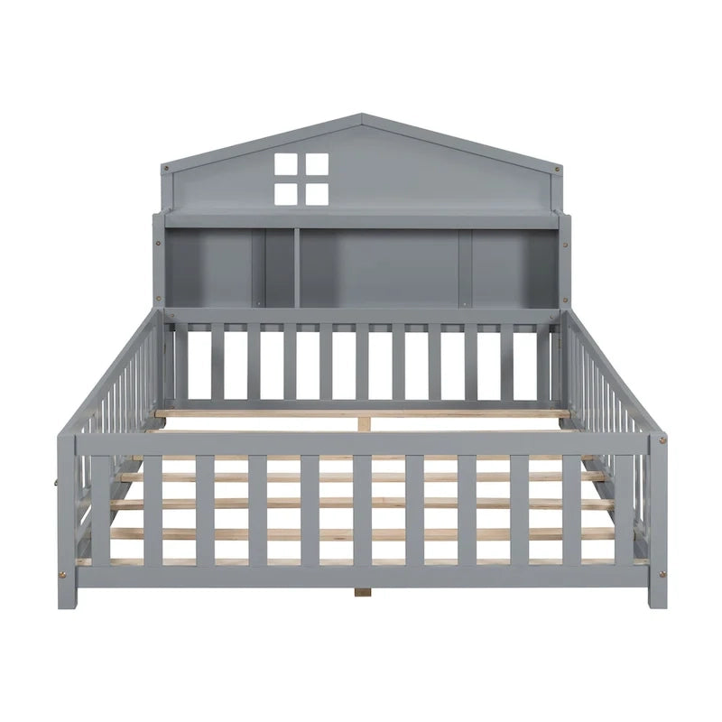 Full-size Floor Beds with Bookcases