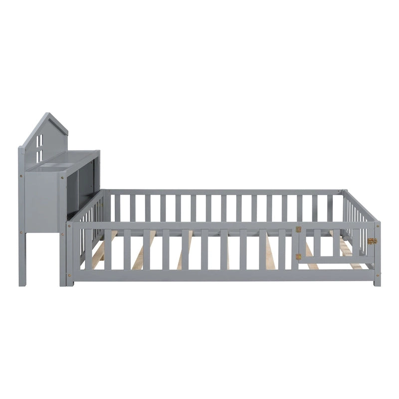 Full-size Floor Beds with Bookcases