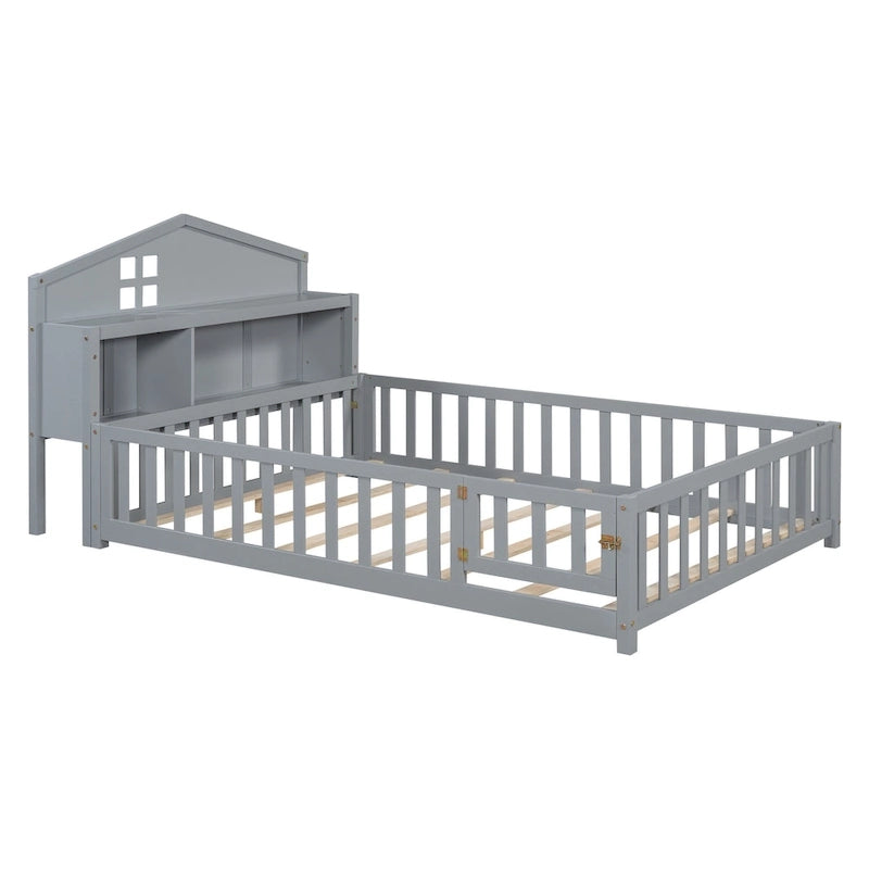 Full-size Floor Beds with Bookcases