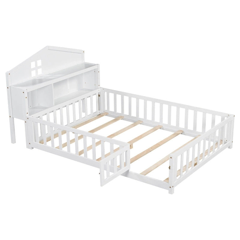 Full-size Floor Beds with Bookcases