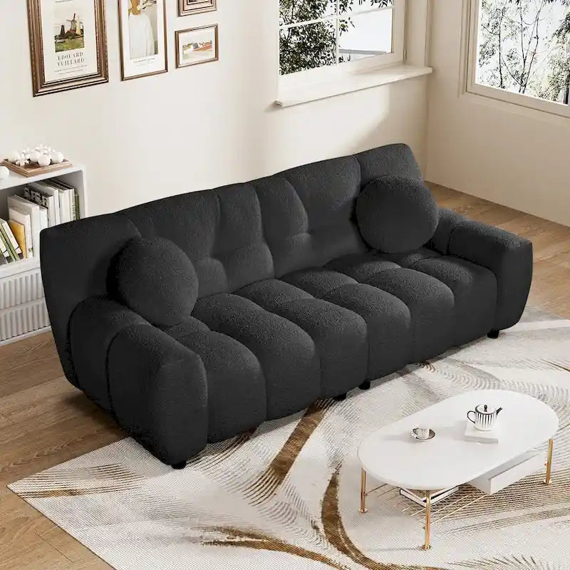 Teddy Boucle 2-Seat Cloud Deep Seat Sofa Couch for Living Room, Bedroom