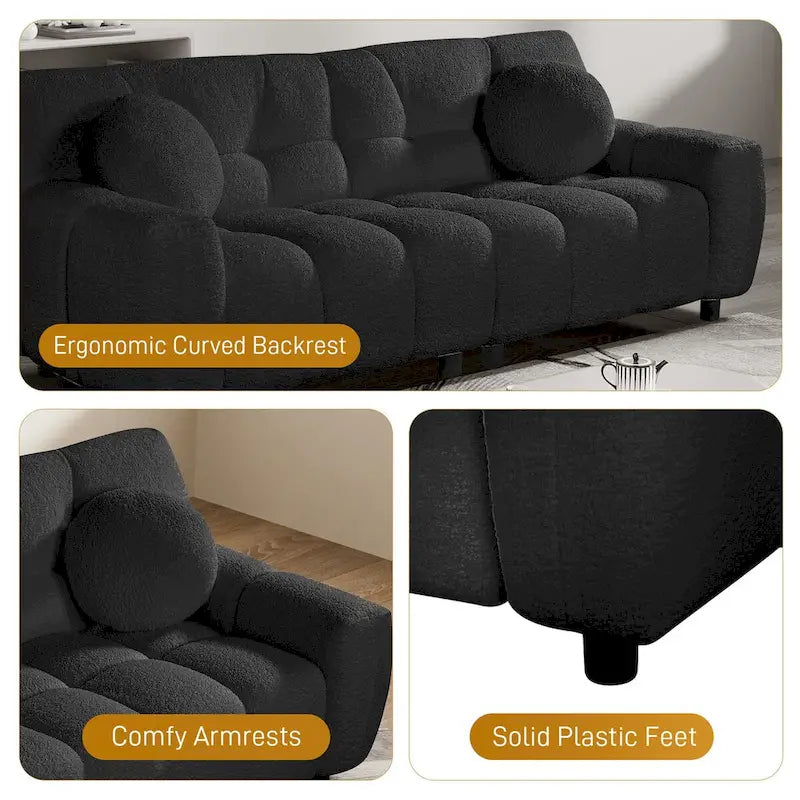 Teddy Boucle 2-Seat Cloud Deep Seat Sofa Couch for Living Room, Bedroom