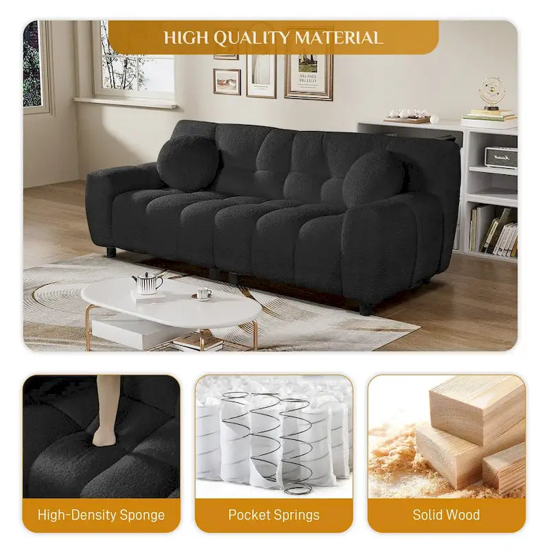 Teddy Boucle 2-Seat Cloud Deep Seat Sofa Couch for Living Room, Bedroom