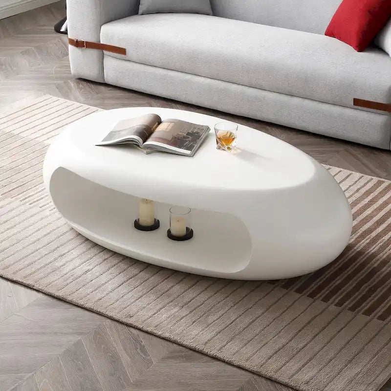 Fiberglass 48.42 Modern Oval Coffee Table for Living Room