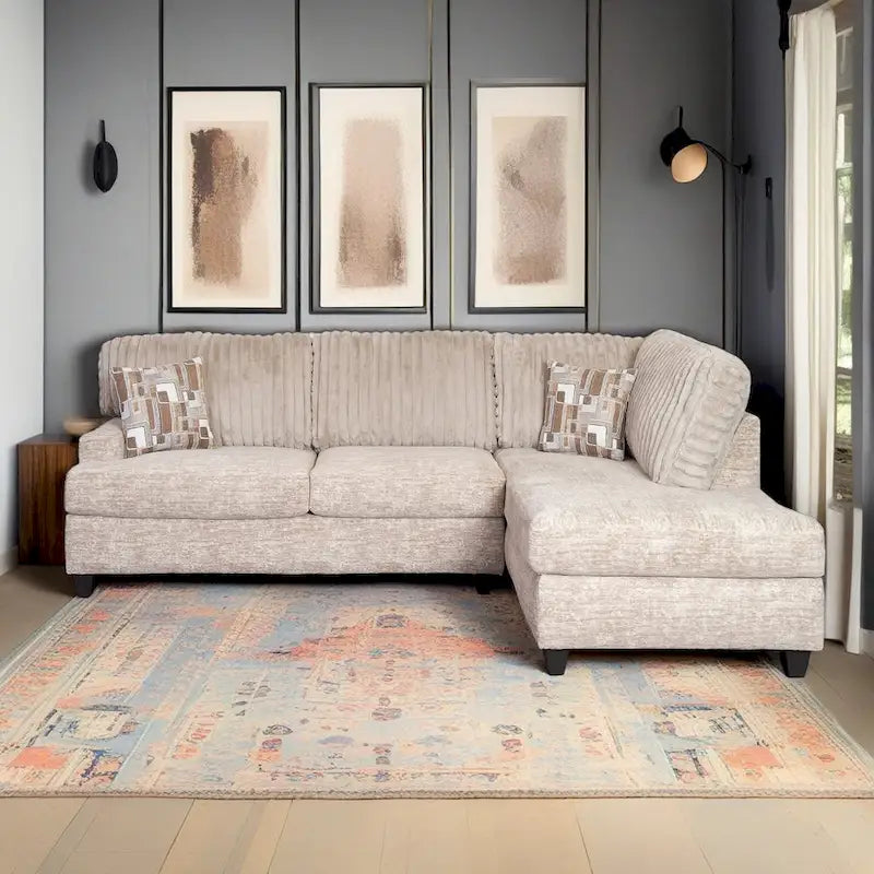 Roundhill Nexus Wide Wale Corduroy L-shape Sectional with Chaise