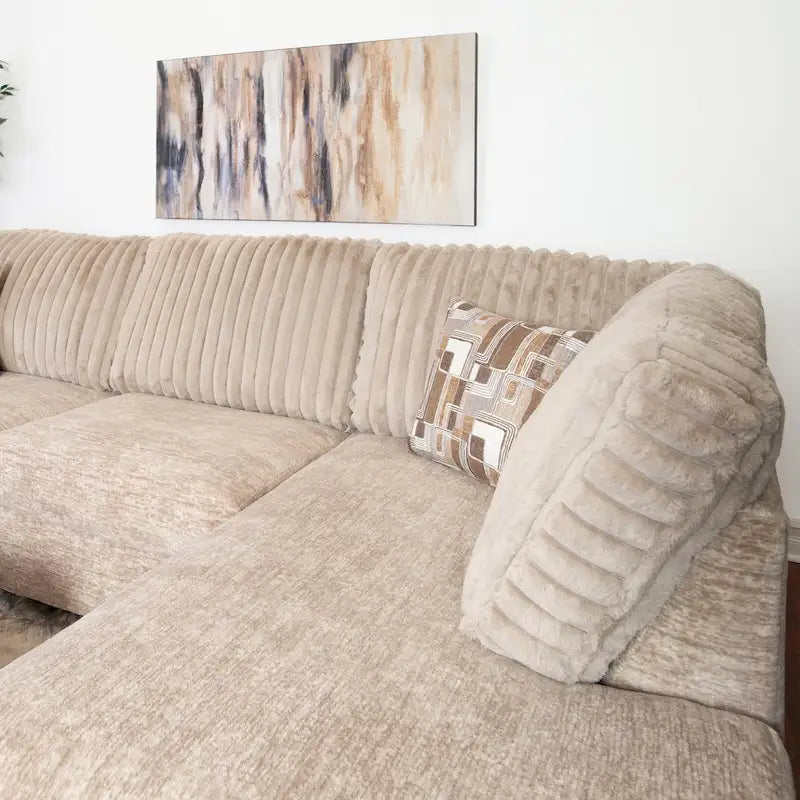 Roundhill Nexus Wide Wale Corduroy L-shape Sectional with Chaise