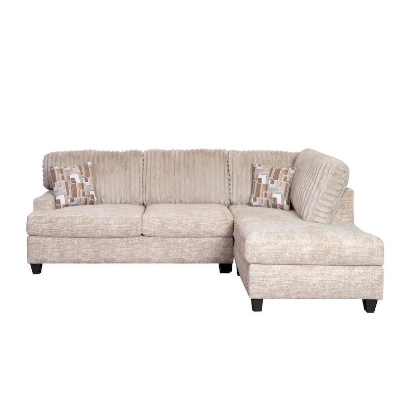 Roundhill Nexus Wide Wale Corduroy L-shape Sectional with Chaise