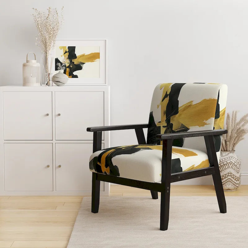 Designart Geometric Black And Teal IV Upholstered Abstract Accent Chair - Modern Arm Chair For Bedroom
