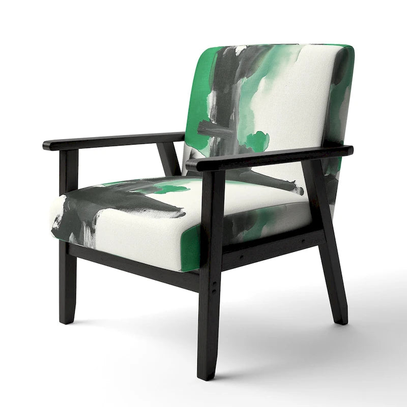 Designart Geometric Black And Teal IV Upholstered Abstract Accent Chair - Modern Arm Chair For Bedroom