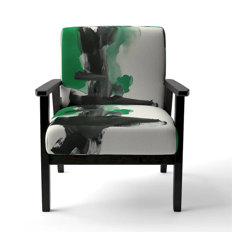 Designart Geometric Black And Teal IV Upholstered Abstract Accent Chair - Modern Arm Chair For Bedroom