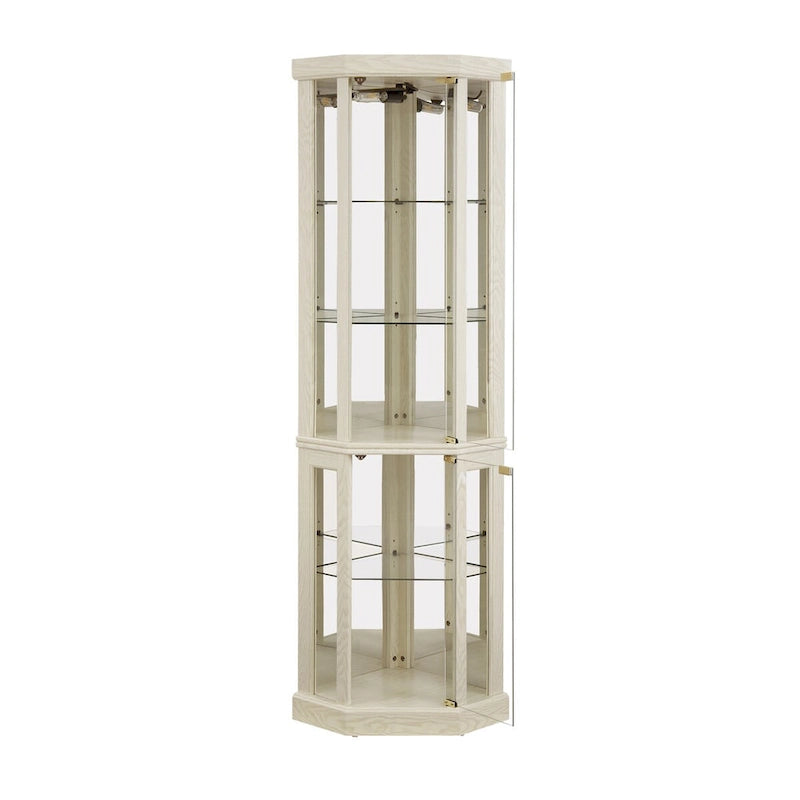 Corner Glass Cabinet Lighted Curio Cabinet Corner Display Case, Antique collection, Wine, Bar Glass Storage Light Included